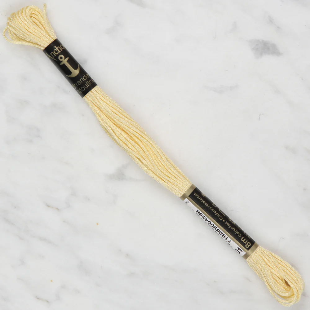 Anchor Stranded Mouline Embroidery Thread, 8m, Yellow - 0301