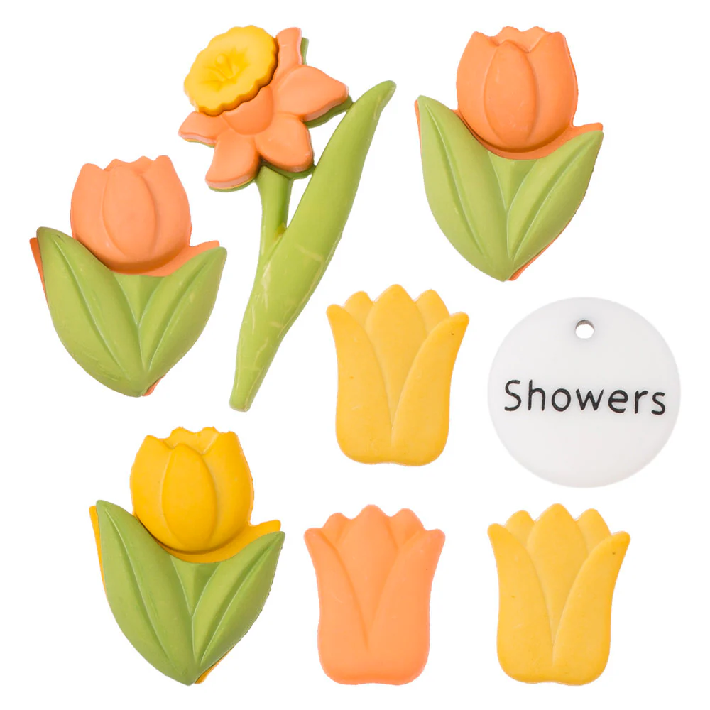 Buttons & Galore Decorative Baby Button, May Flowers