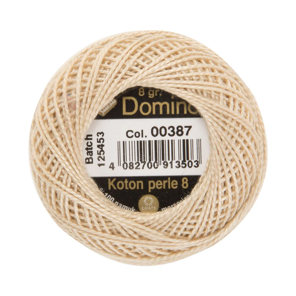Domino Cotton Perle Size 8 Embroidery Thread (8 g), Beige - 4598008-00387