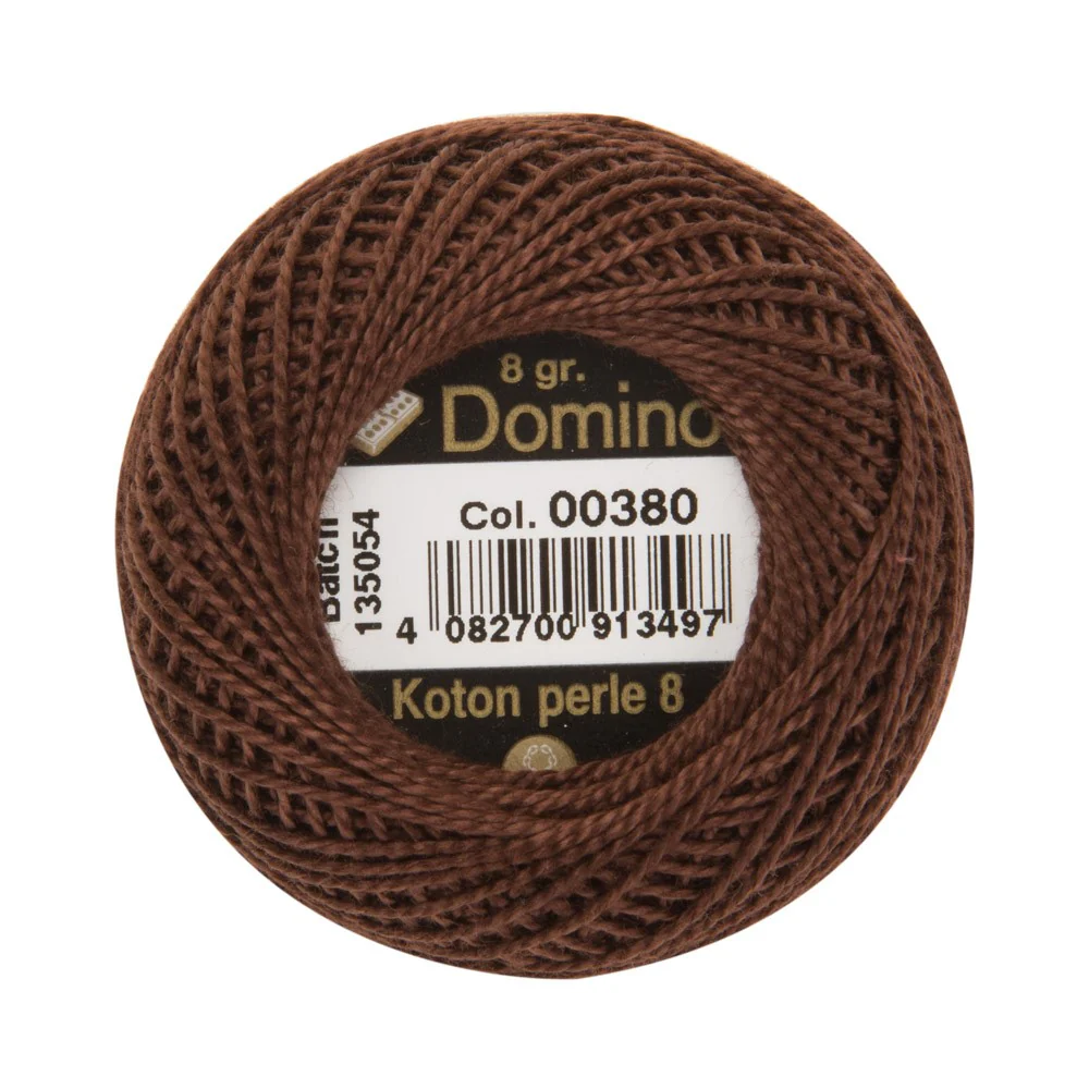 Domino Cotton Perle Size 8 Embroidery Thread (8 g), Brown - 4598008-00380