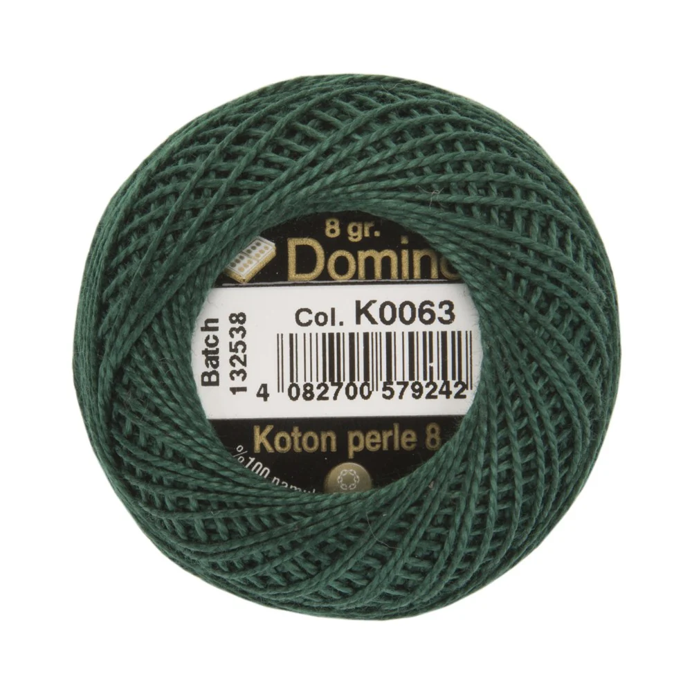 Domino Cotton Perle Size 8 Embroidery Thread (8 g), Green - 4598008-K0063