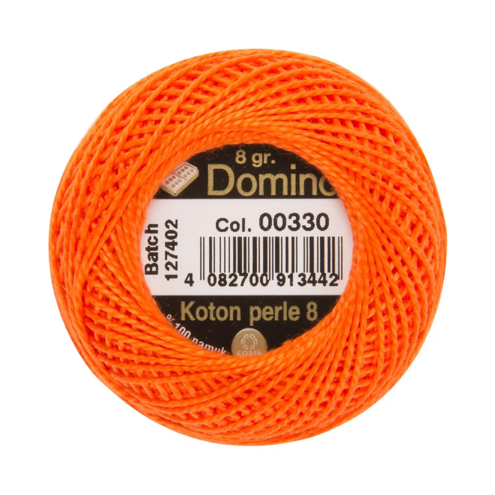 Domino Cotton Perle Size 8 Embroidery Thread (8 g), Orange - 4598008-00330