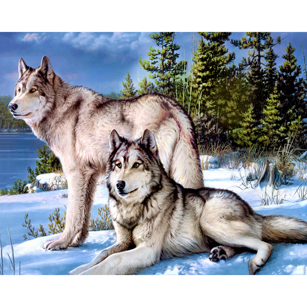 Collection D Art Wolves 48x38 Mosaic Kit - DE409