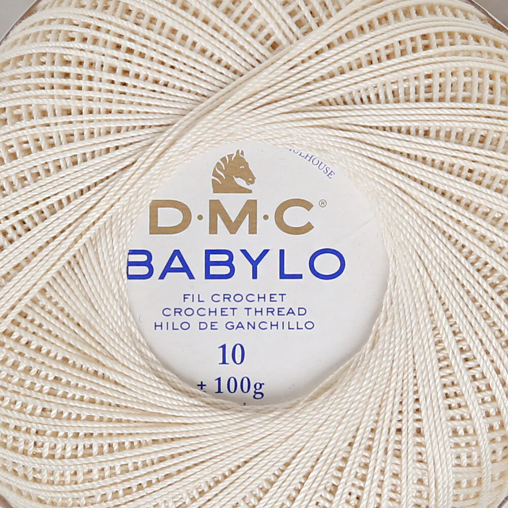 DMC Babylo 100g Cotton Crochet Thread No:10, Ecru - Image 3
