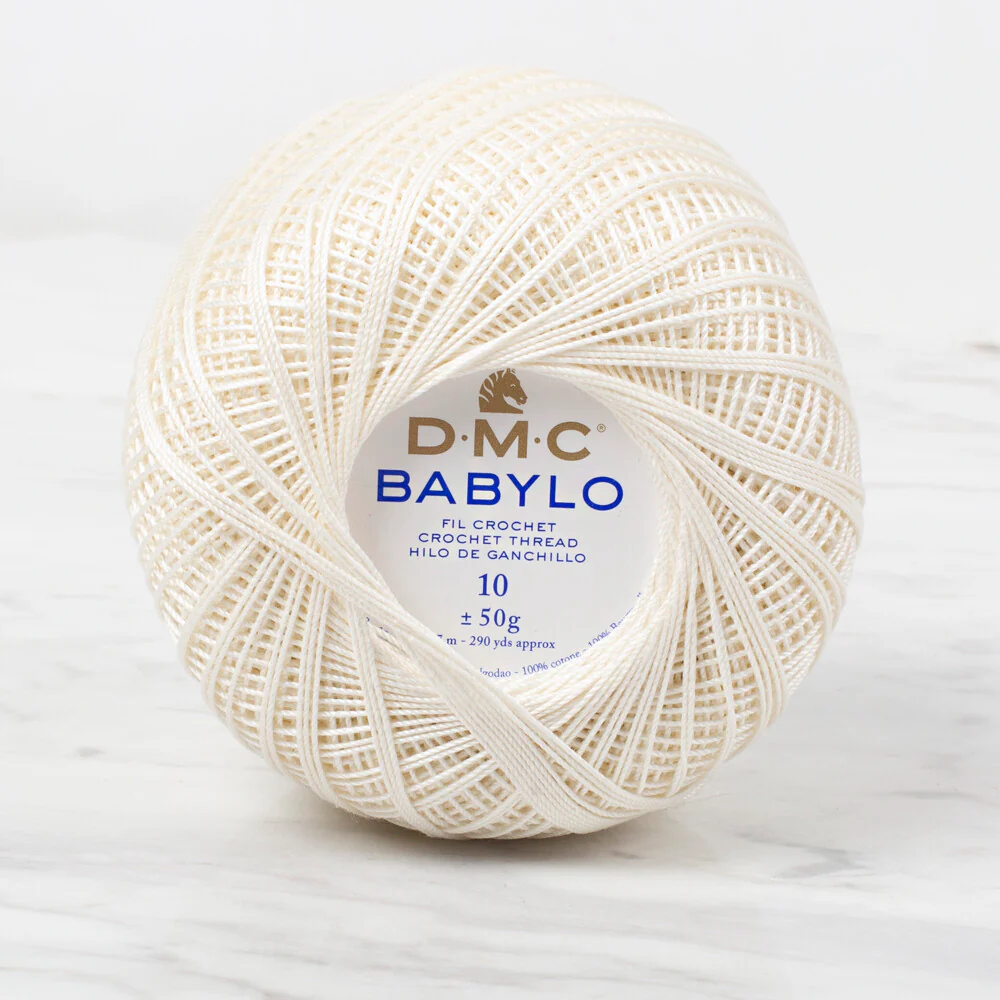 DMC Babylo No:10 50g Mercerized Cotton Crochet Thread, Ecru - 3865 - Image 3