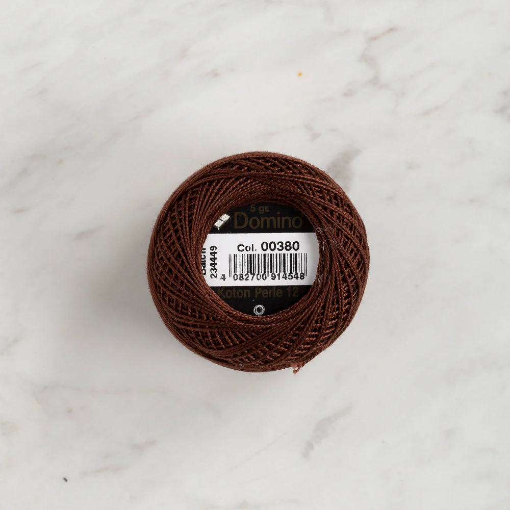 Domino Cotton Perle Size 12 Embroidery Thread (5 g), Brown - 4590012-380 - Image 2