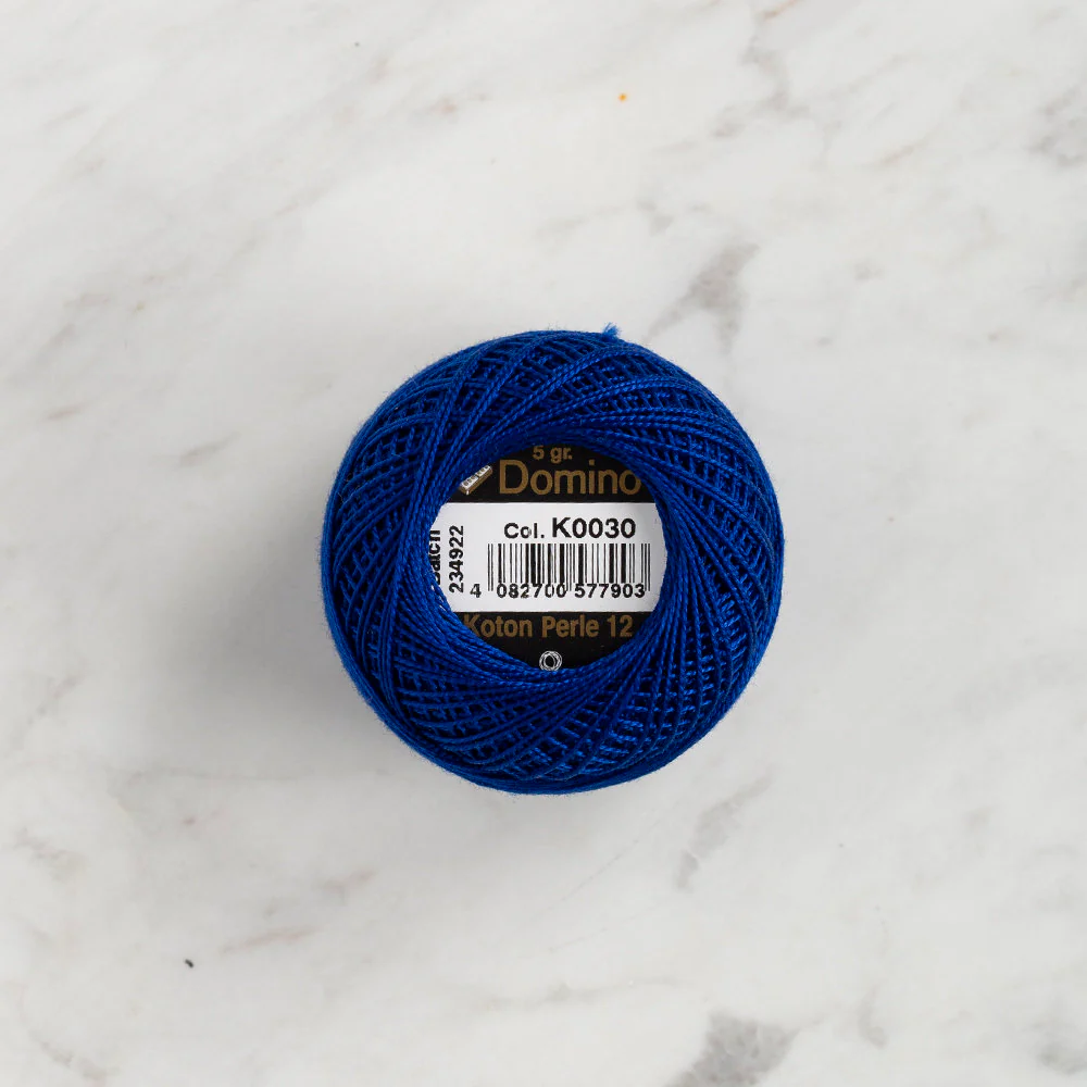 Domino Cotton Perle Size 12 Embroidery Thread (5 g), Dark Blue - 4590012-K0030 - Image 2