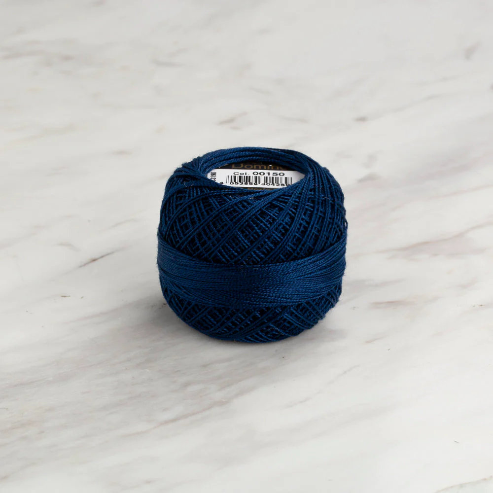 Domino Cotton Perle Size 12 Embroidery Thread (5 g), Dark Blue - 4590012-00150
