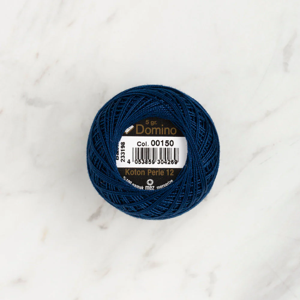 Domino Cotton Perle Size 12 Embroidery Thread (5 g), Dark Blue - 4590012-00150 - Image 2