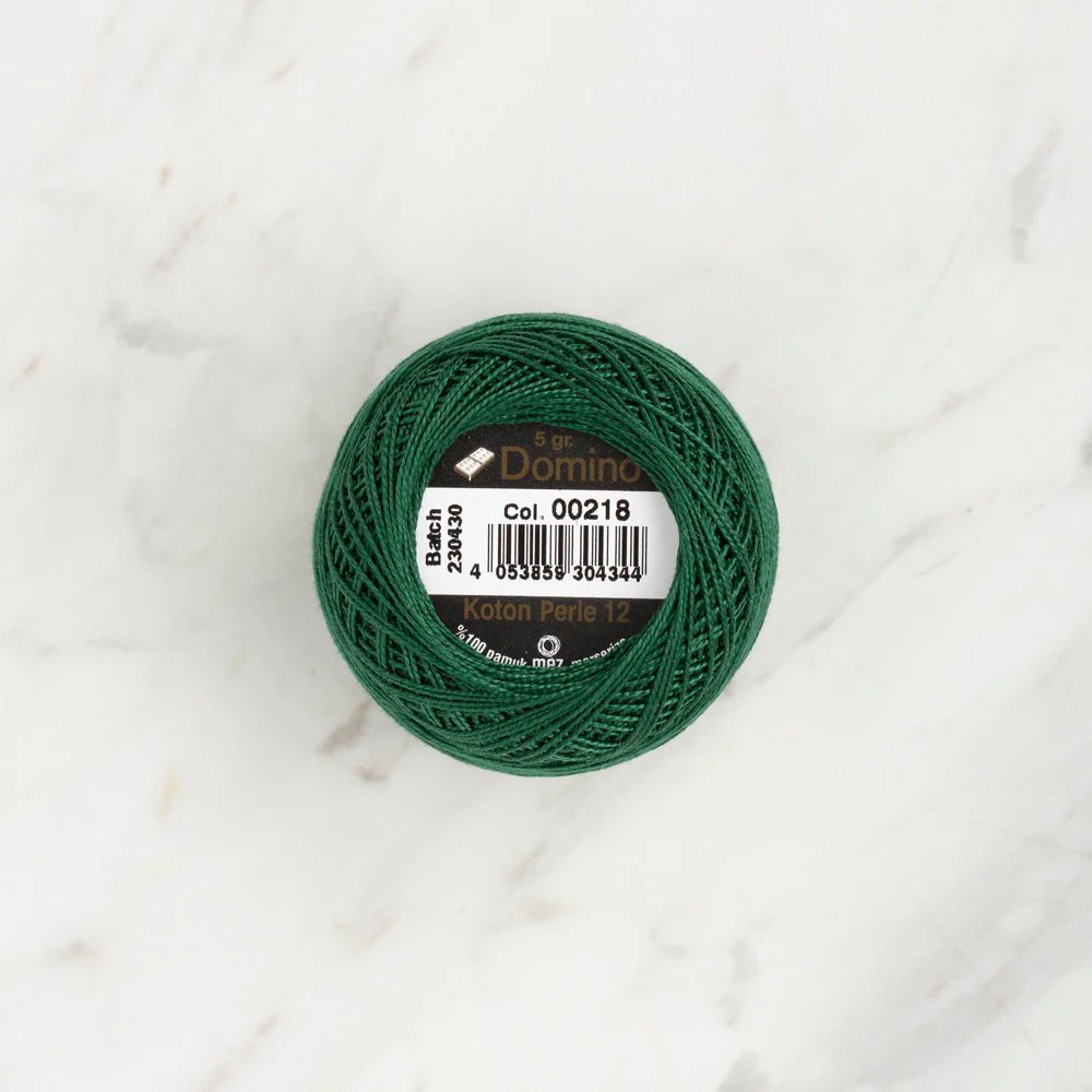 Domino Cotton Perle Size 12 Embroidery Thread (5 g), Dark Green - 4590012-00218 - Image 2