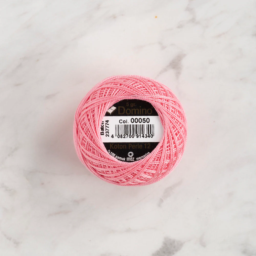 Domino Cotton Perle Size 12 Embroidery Thread (5 g), Pink - 4590012-50 - Image 2