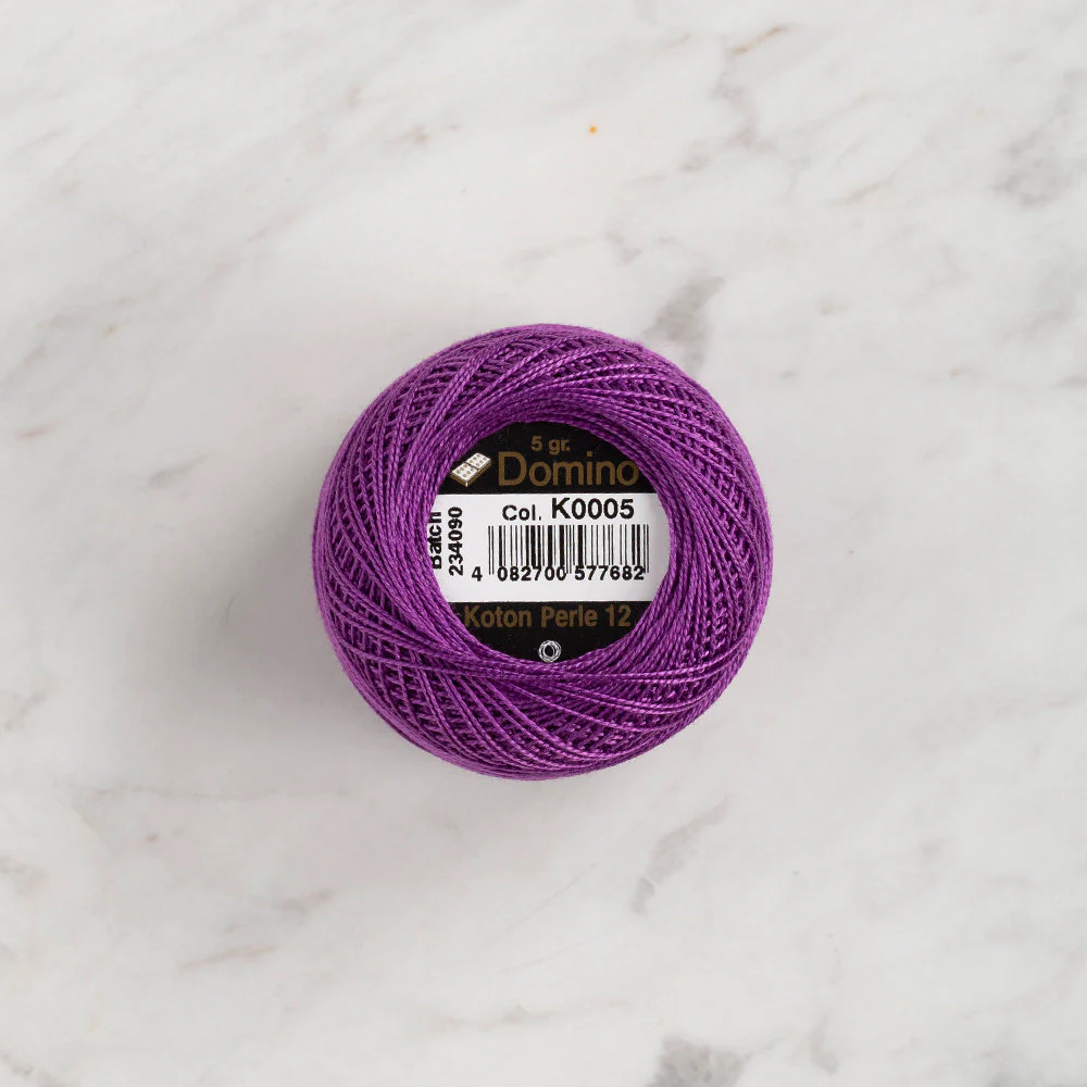Domino Cotton Perle Size 12 Embroidery Thread (5 g), Purple - 4590012-K0005 - Image 2