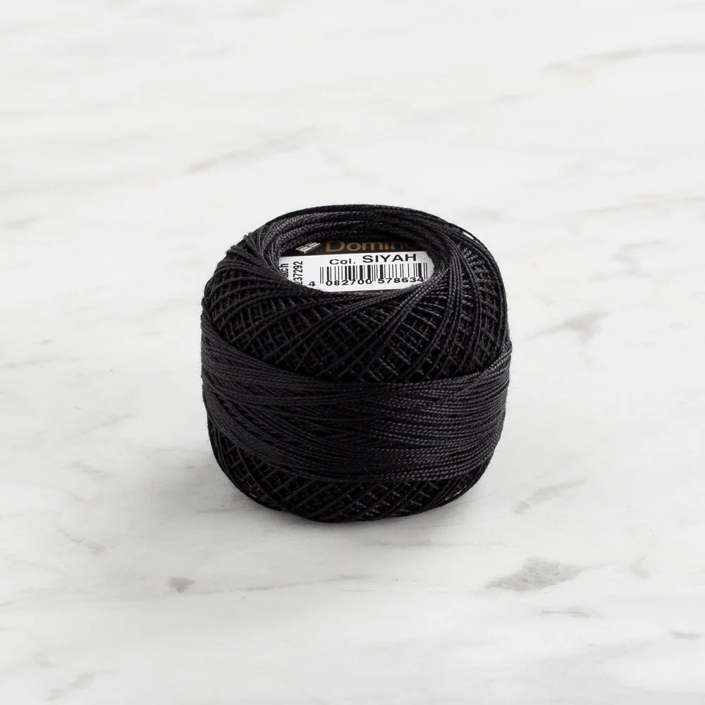 Domino Cotton Perle Size 12 Embroidery Thread (5 g), Black- 4590012-Black