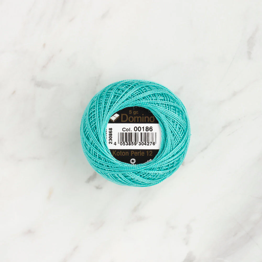 Domino Cotton Perle Size 12 Embroidery Thread (5 g), Turquoise - 4590012-00186 - Image 2