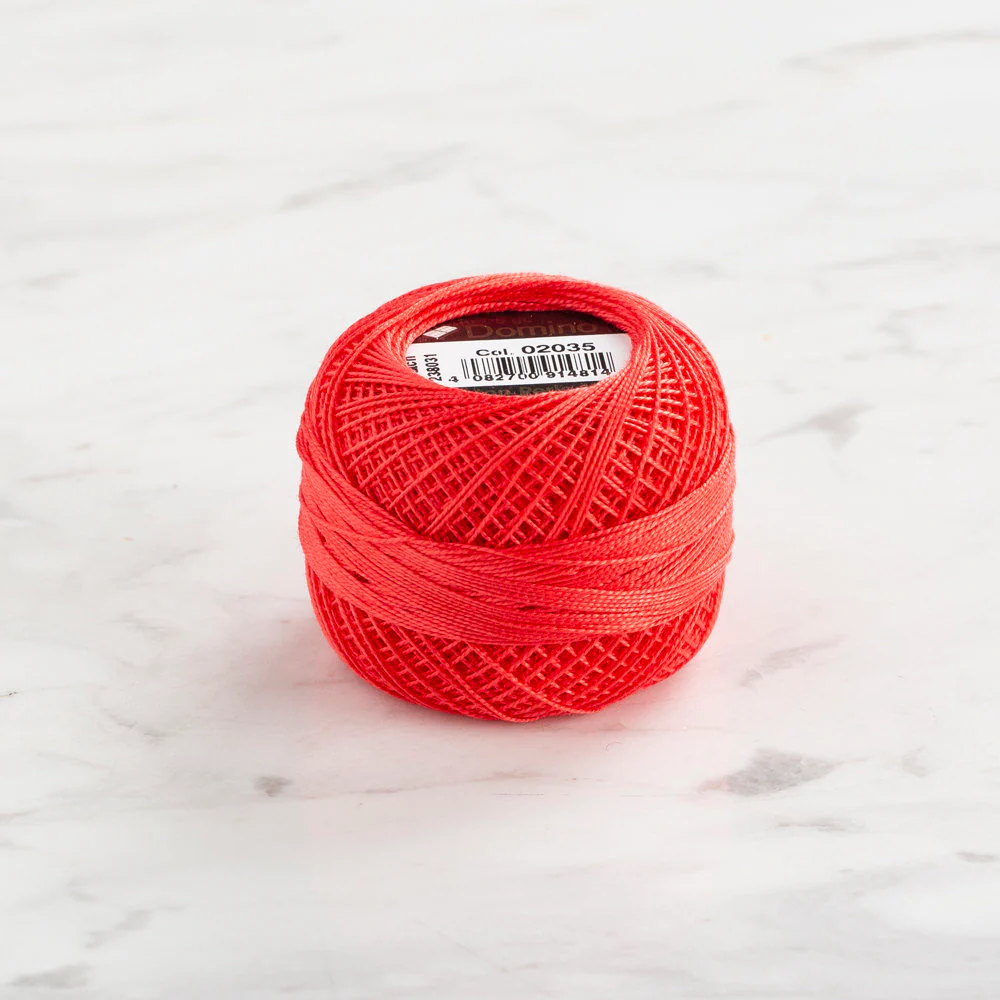 Domino Cotton Perle Size 12 Embroidery Thread (5 g), Vermilion - 4590012-2035