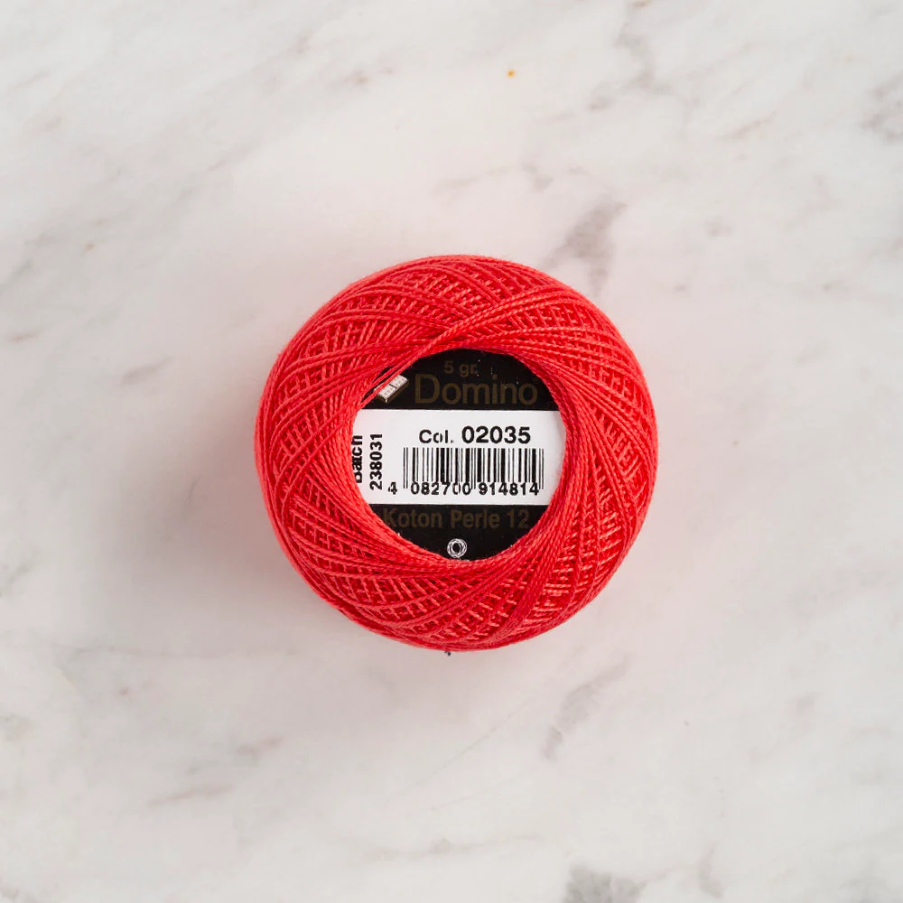 Domino Cotton Perle Size 12 Embroidery Thread (5 g), Vermilion - 4590012-2035 - Image 2