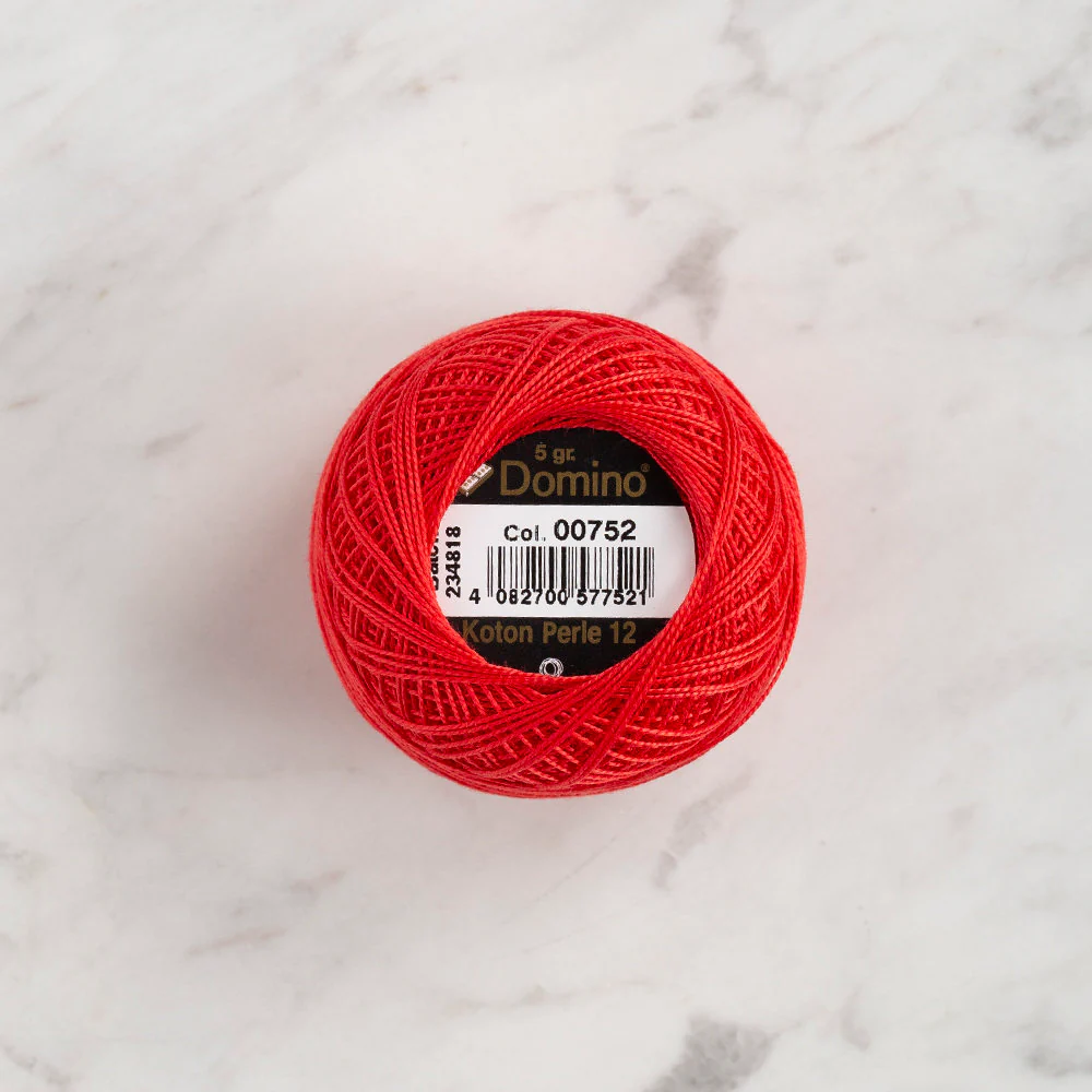 Domino Cotton Perle Size 12 Embroidery Thread (5 g), Vermilion - 4590012-752 - Image 2