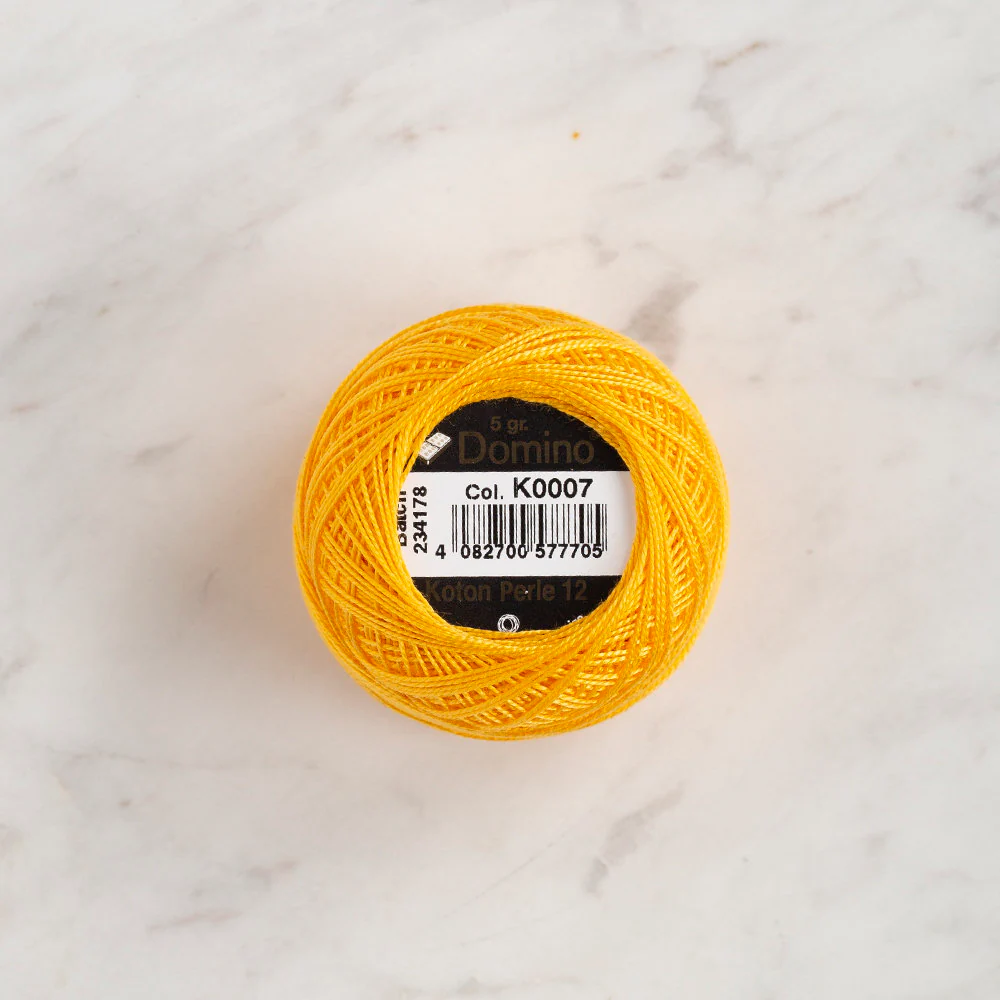 Domino Cotton Perle Size 12 Embroidery Thread (5 g), Yellow - 4590012-K0007 - Image 2