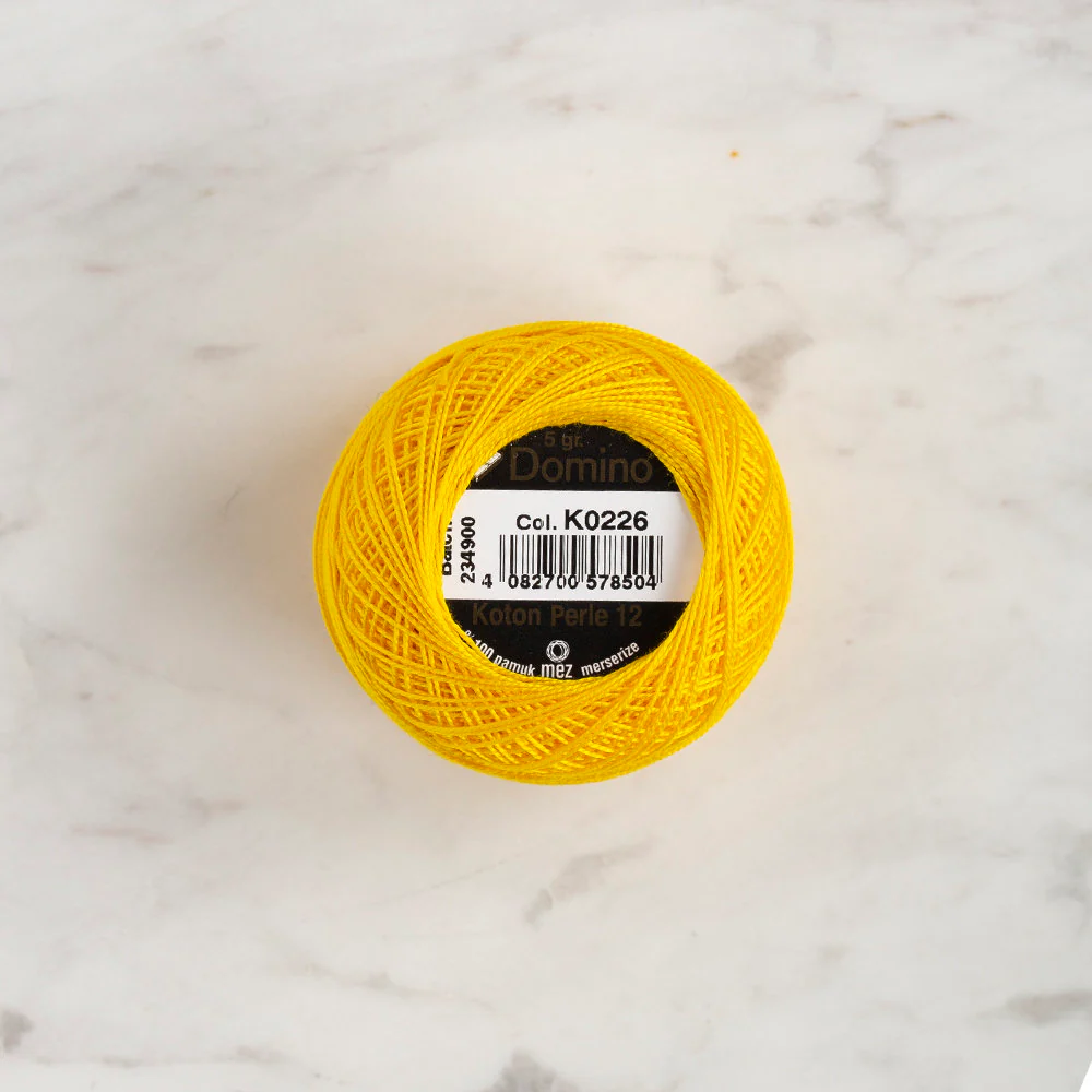 Domino Cotton Perle Size 12 Embroidery Thread (5 g), Yellow - 4590012-K0226 - Image 2