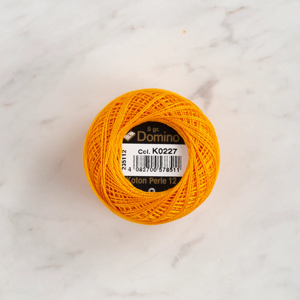 Domino Cotton Perle Size 12 Embroidery Thread (5 g), Yellow - 4590012-K0227 - Image 2