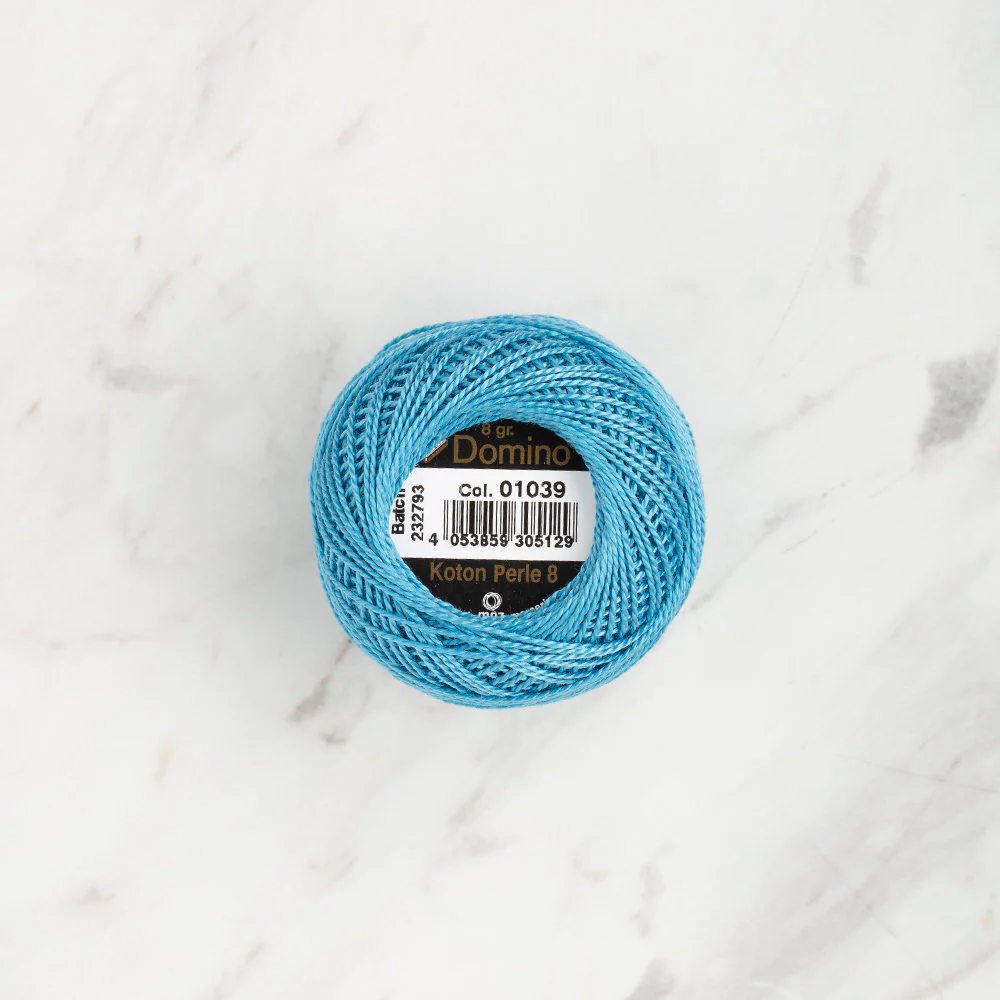 Domino Cotton Perle Size 8 Embroidery Thread (8 g), Blue - 4598008-01039 - Image 2