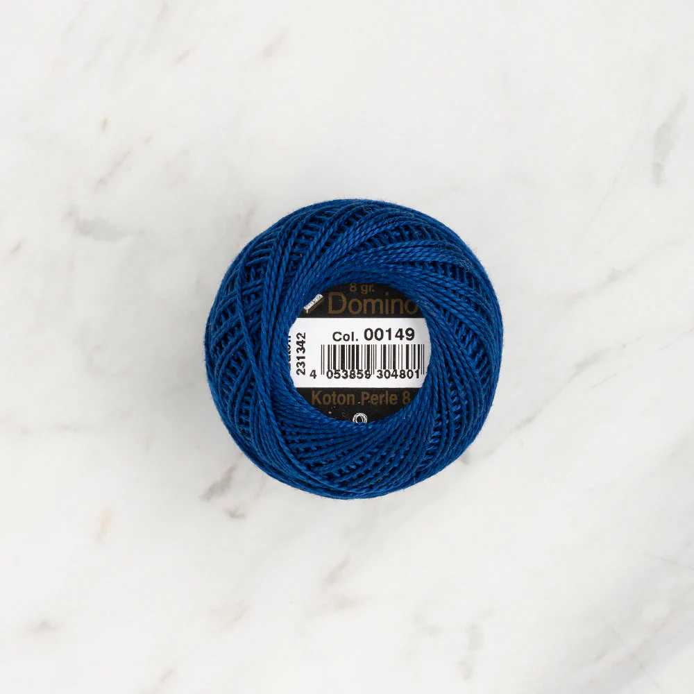 Domino Cotton Perle Size 8 Embroidery Thread (8 g), Dark Blue - 4598008-00149 - Image 2