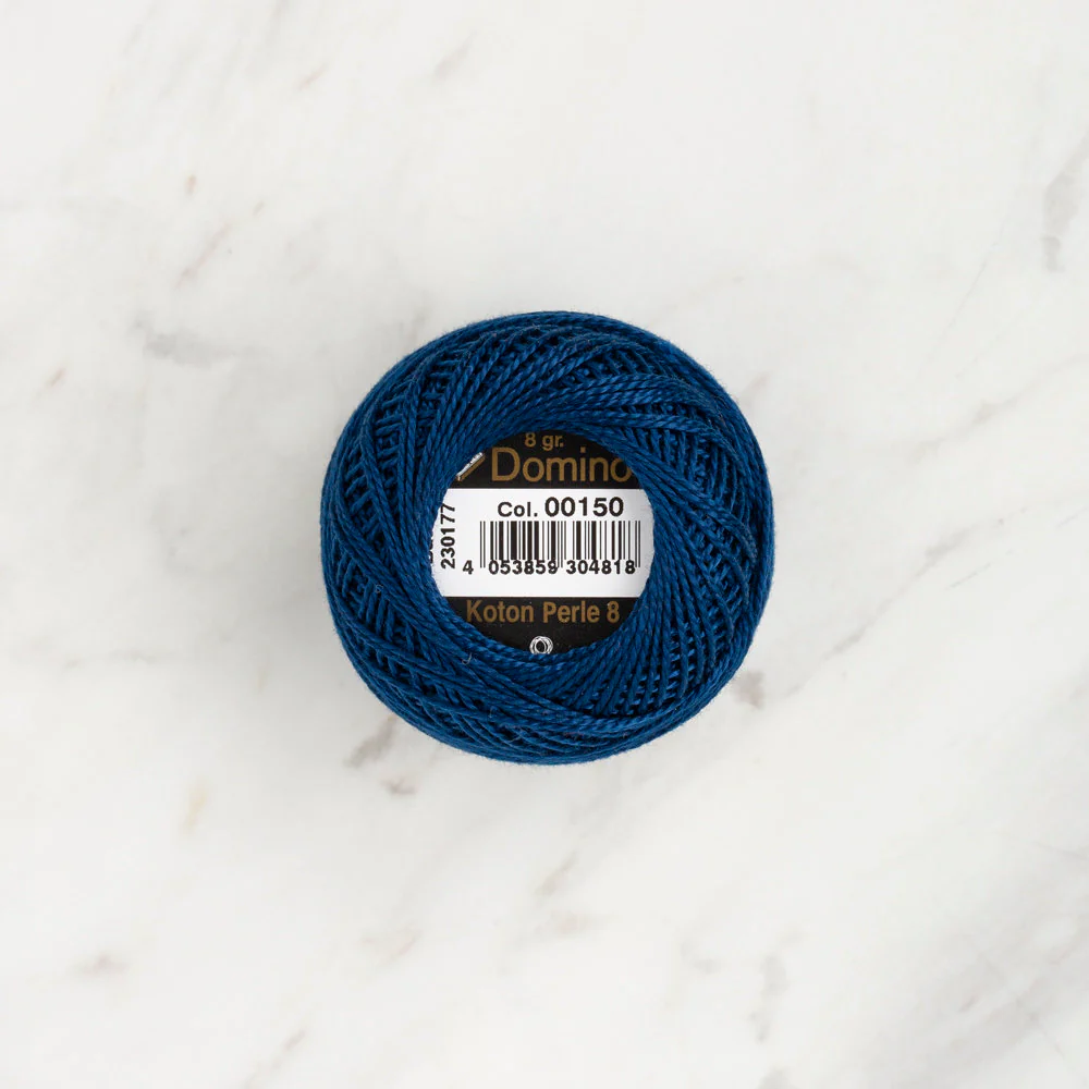 Domino Cotton Perle Size 8 Embroidery Thread (8 g), Dark Blue - 4598008-00150 - Image 2
