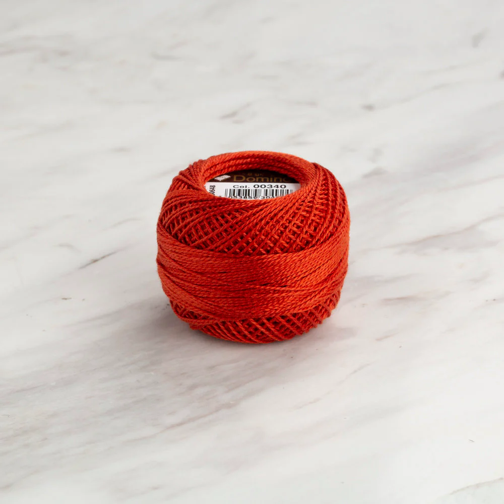 Domino Cotton Perle Size 8 Embroidery Thread (8 g), Dark Brick - 4598008-00340