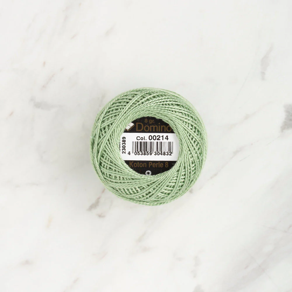 Domino Cotton Perle Size 8 Embroidery Thread (8 g), Light Green - 4598008-00214 - Image 2