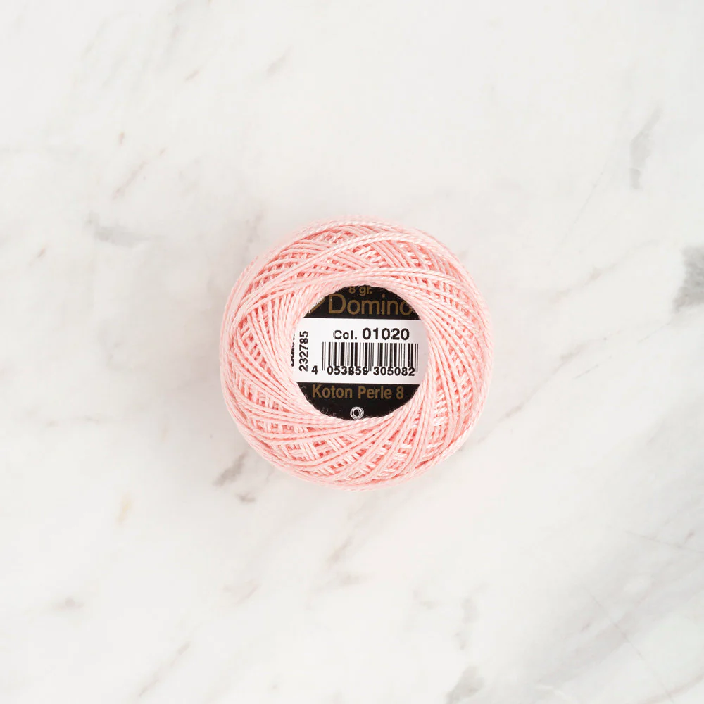 Domino Cotton Perle Size 8 Embroidery Thread (8 g), Light Pink - 4598008-01020 - Image 2