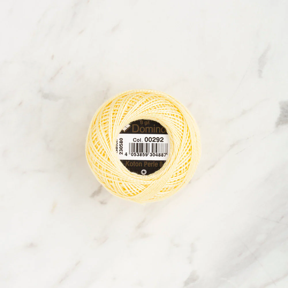 Domino Cotton Perle Size 8 Embroidery Thread (8 g), Light Yellow - 4598008-00292 - Image 2