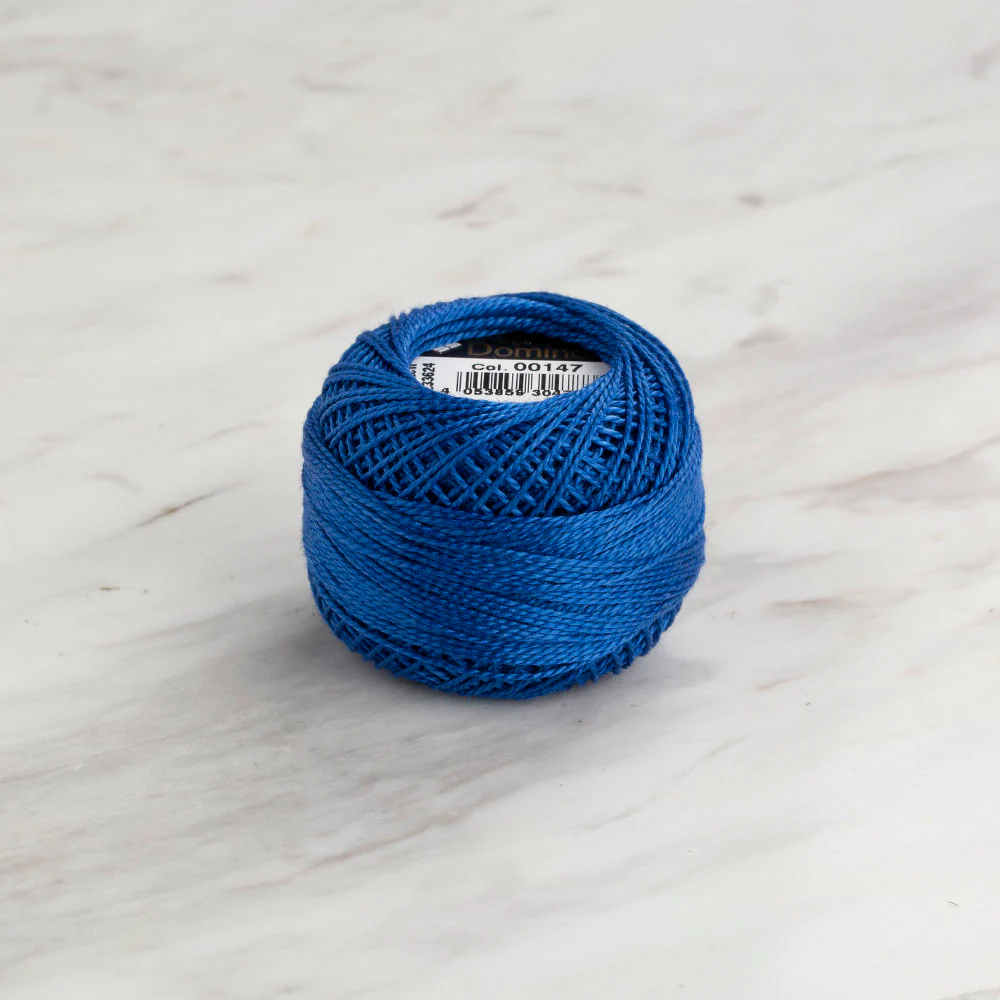 Domino Cotton Perle Size 8 Embroidery Thread (8 g), Saxe Blue - 4598008-00147