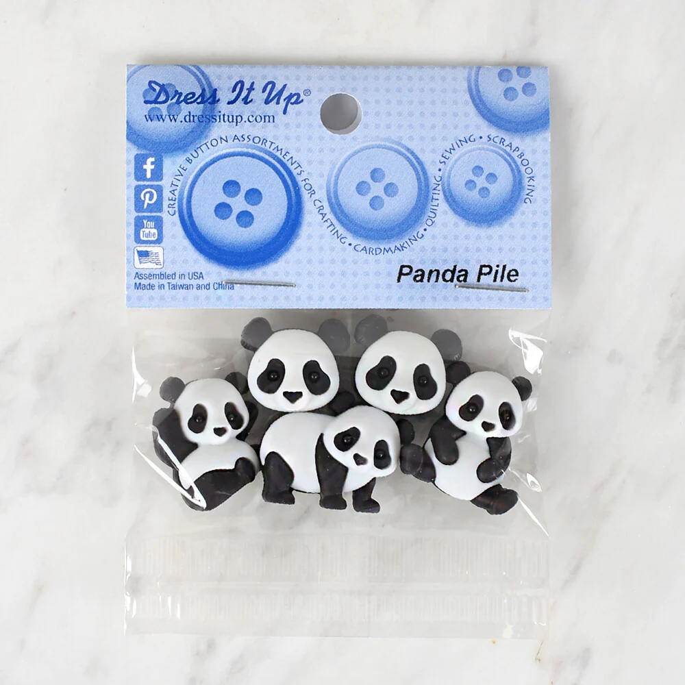 Dress It Up Panda Creative Button Assortment, Panda Pile - 10421