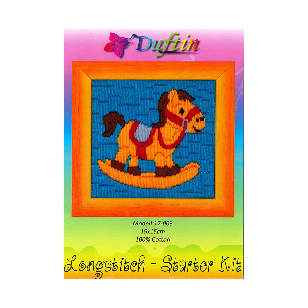 Duftin 15x15 cm Long Stitch Embroidery Kit, Horse - 17003- HU0347