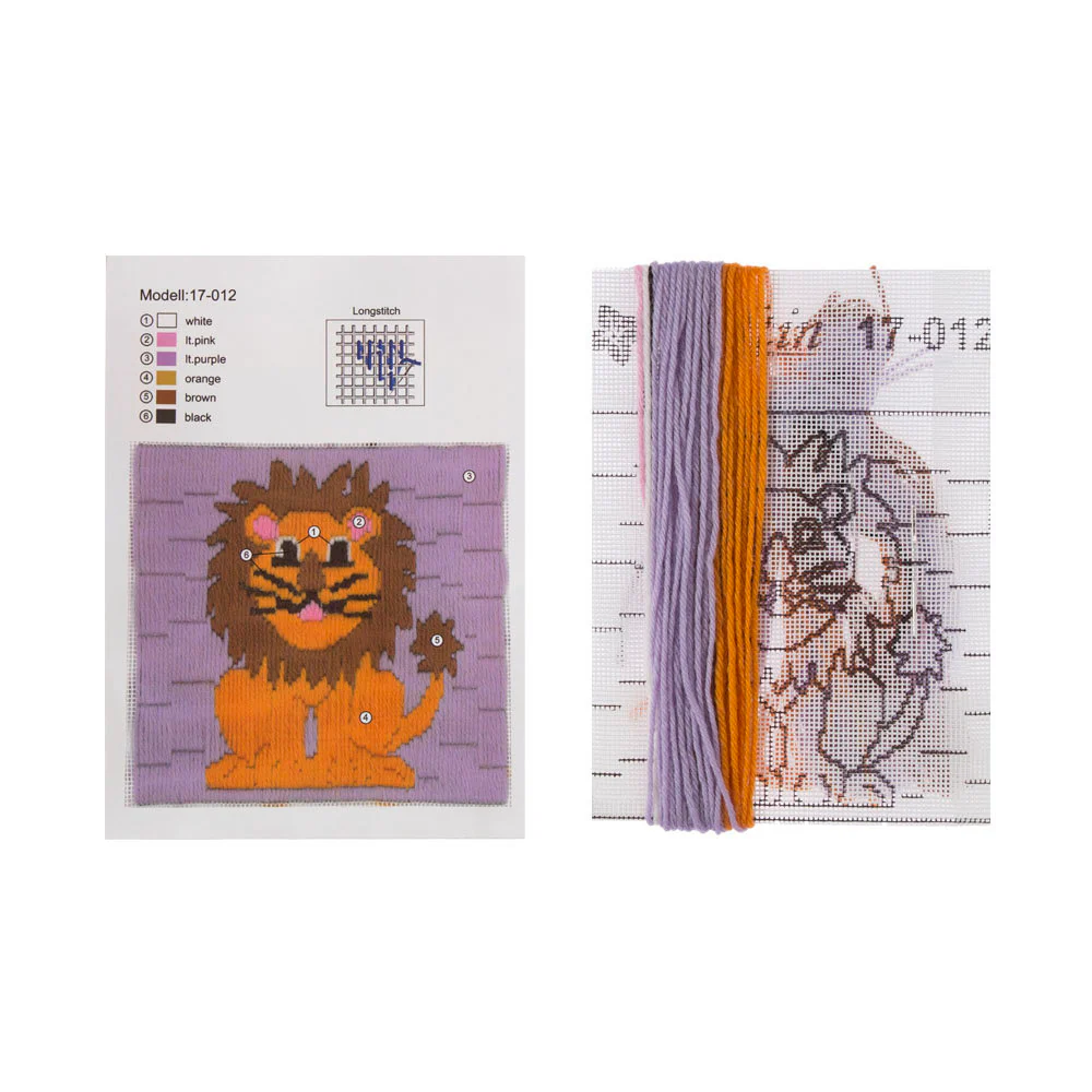 Duftin 15x15 cm Long stitch Embroidery kit, Lion - 17012- HU0350 - Image 2