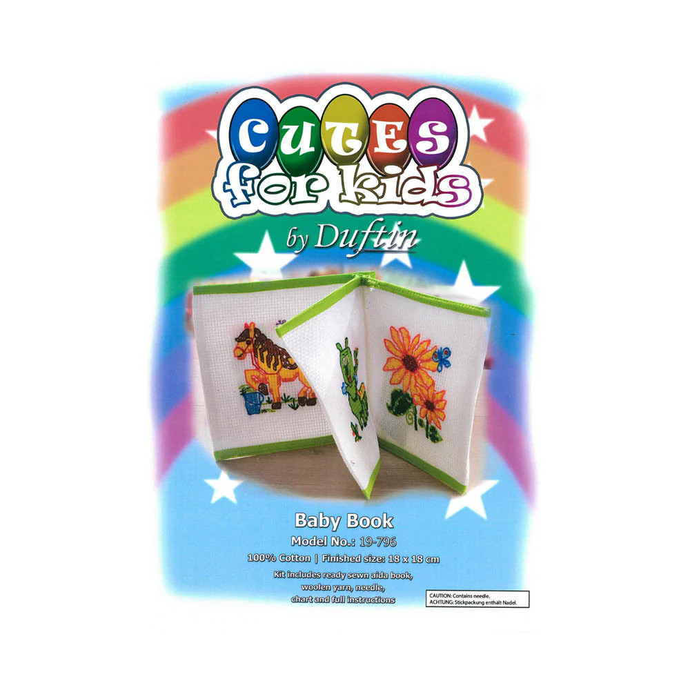 Duftin 18 cm Baby Book Cross Stitch Kit, Green - 19796