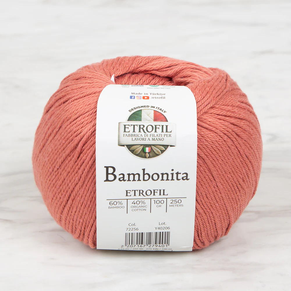 Etrofil Bambonita Hand Knitting Yarn ,Brick color 72256
