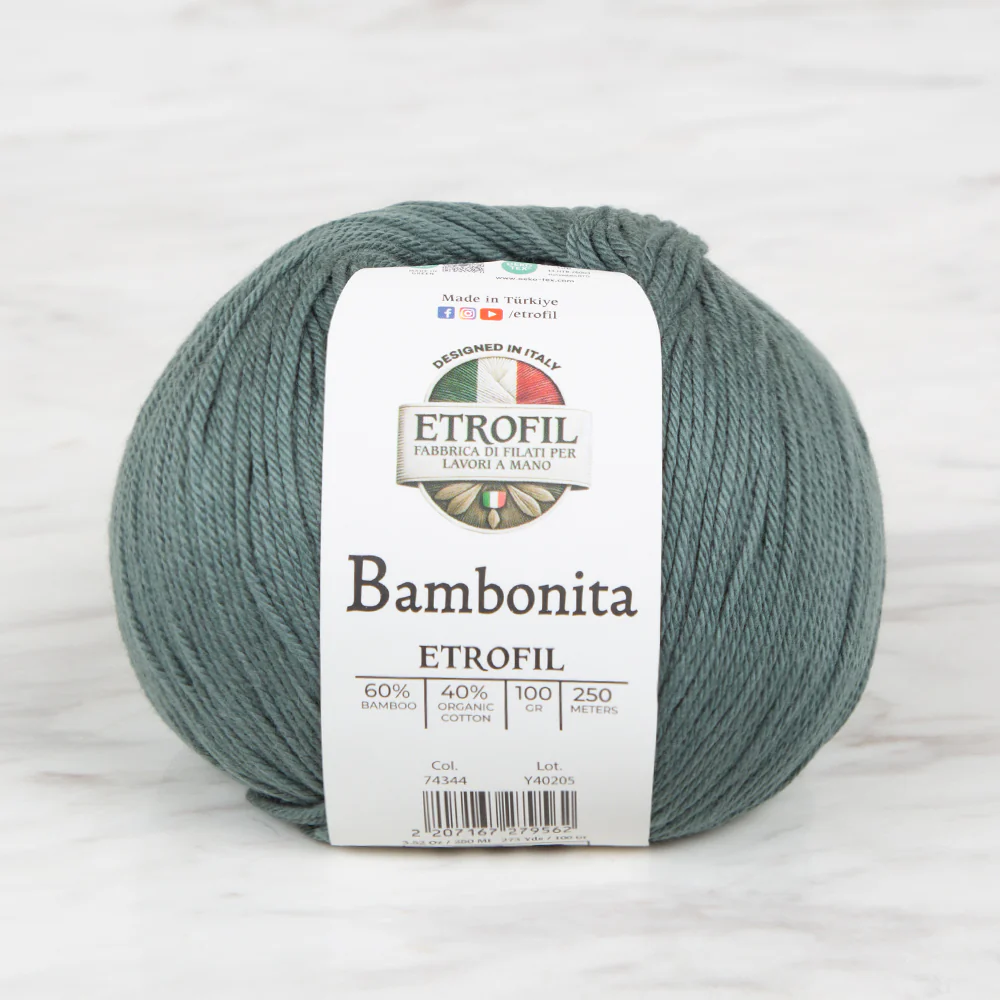 Etrofil Bambonita Hand Knitting Yarn ,Green 74344