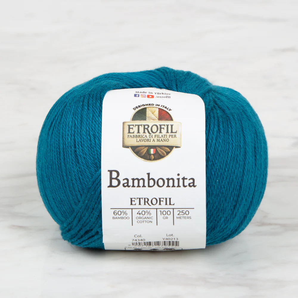Etrofil Bambonita Hand Knitting Yarn ,Petrol blue 74340