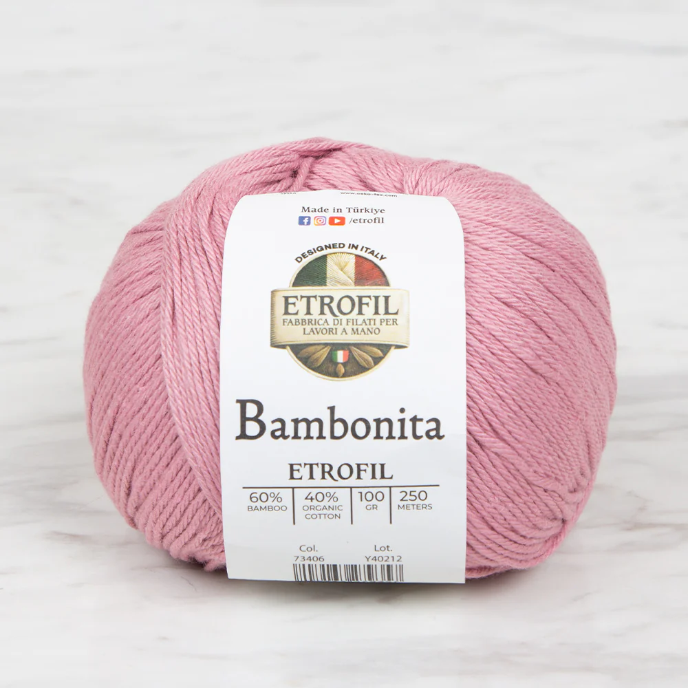 Etrofil Bambonita Hand Knitting Yarn ,Pink 73406