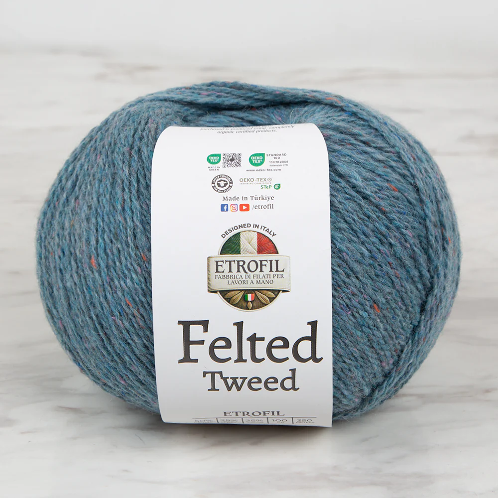 Etrofil Felted Tweed Hand Knitting Yarn , Blue -  75375