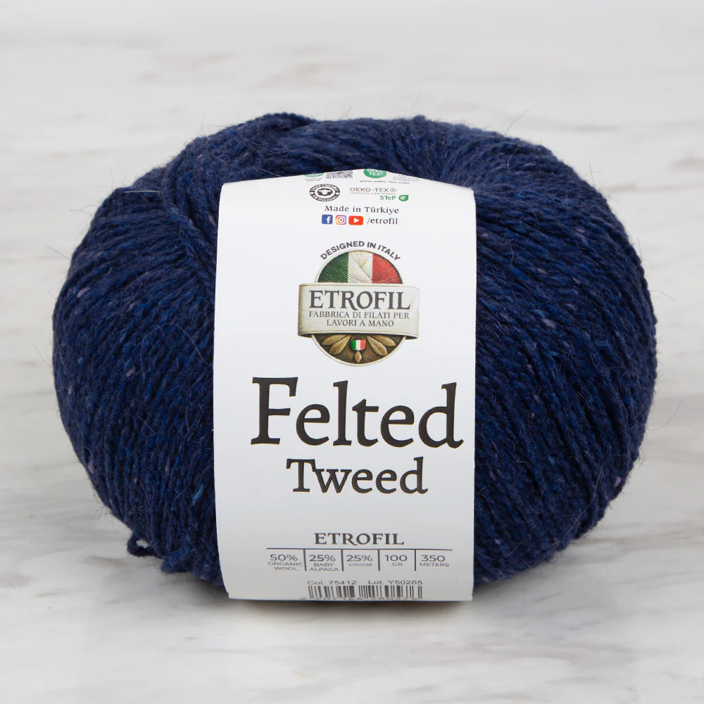 Etrofil Felted Tweed Hand Knitting Yarn , Blue  - 75412