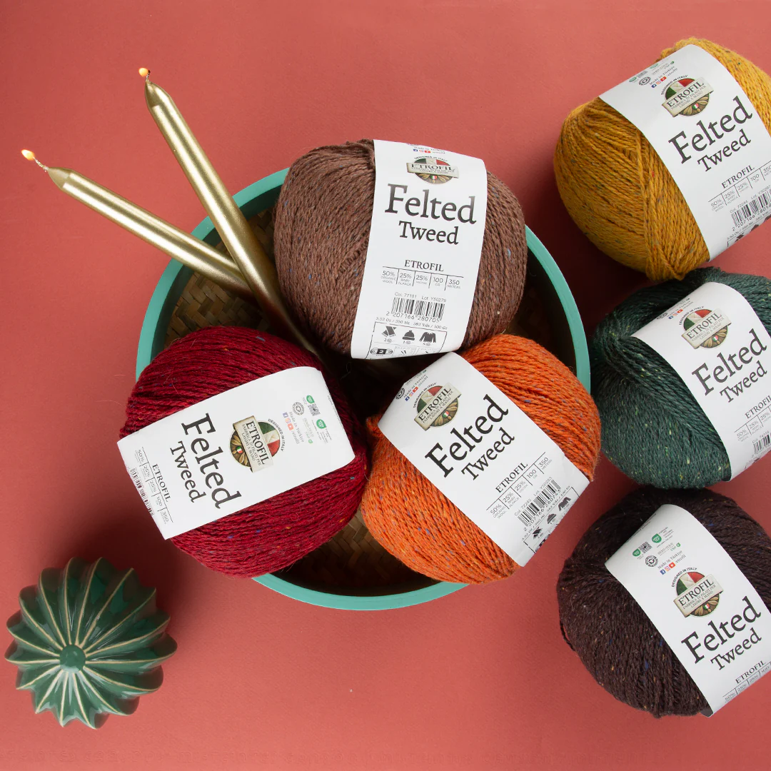 Etrofil Felted Tweed Hand Knitting Yarn , Green - 74314 - Image 3
