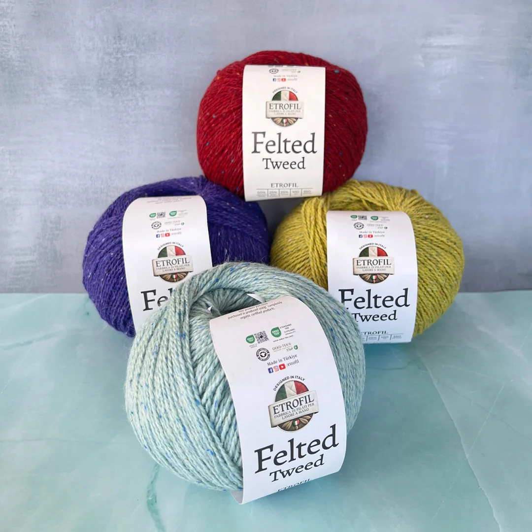 Etrofil Felted Tweed Hand Knitting Yarn , Green - 74316 - Image 4