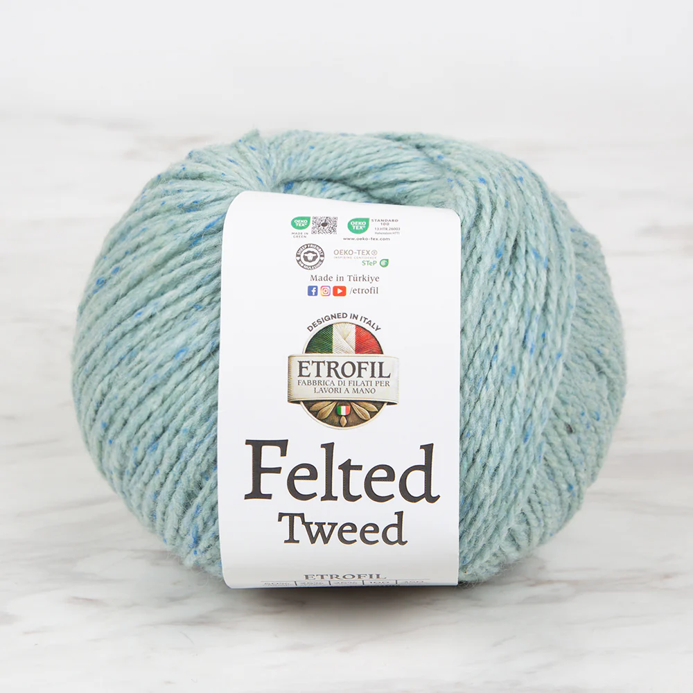 Etrofil Felted Tweed Hand Knitting Yarn , Green - 76112