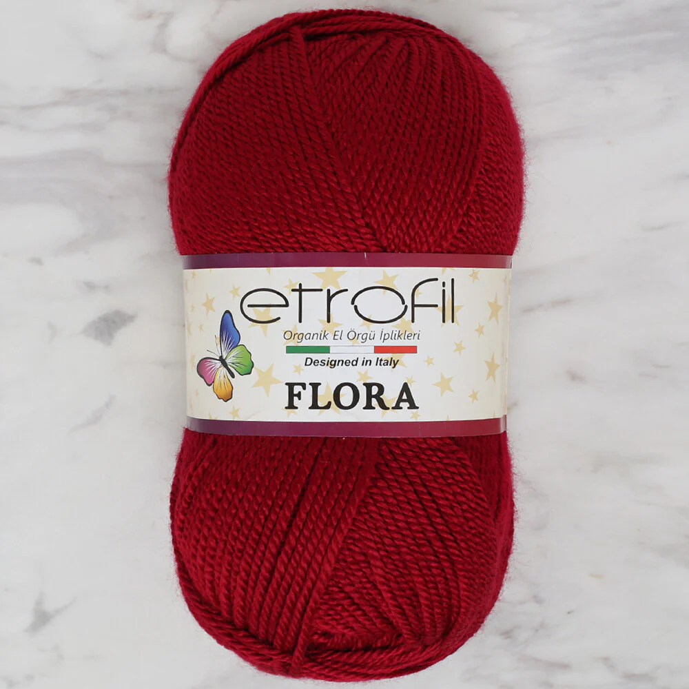 Etrofil Flora Knitting Yarn, Dark Red - 73034