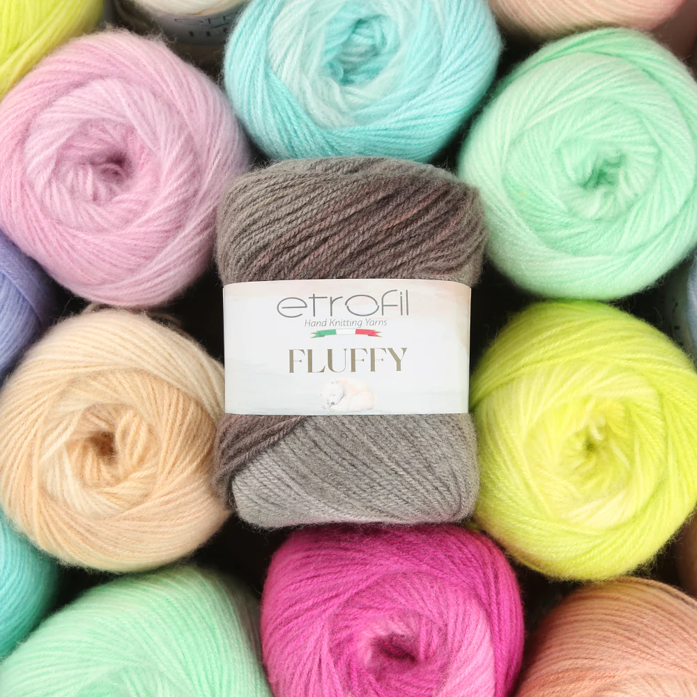 Etrofil Fluffy Hand Knitting Yarn, Anthracite - SE1252 - Image 4