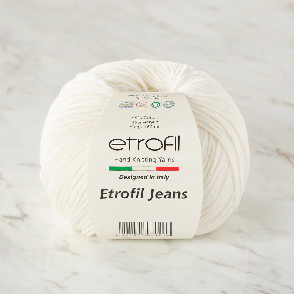 Etrofil Jeans Knitting Yarn, White - 028