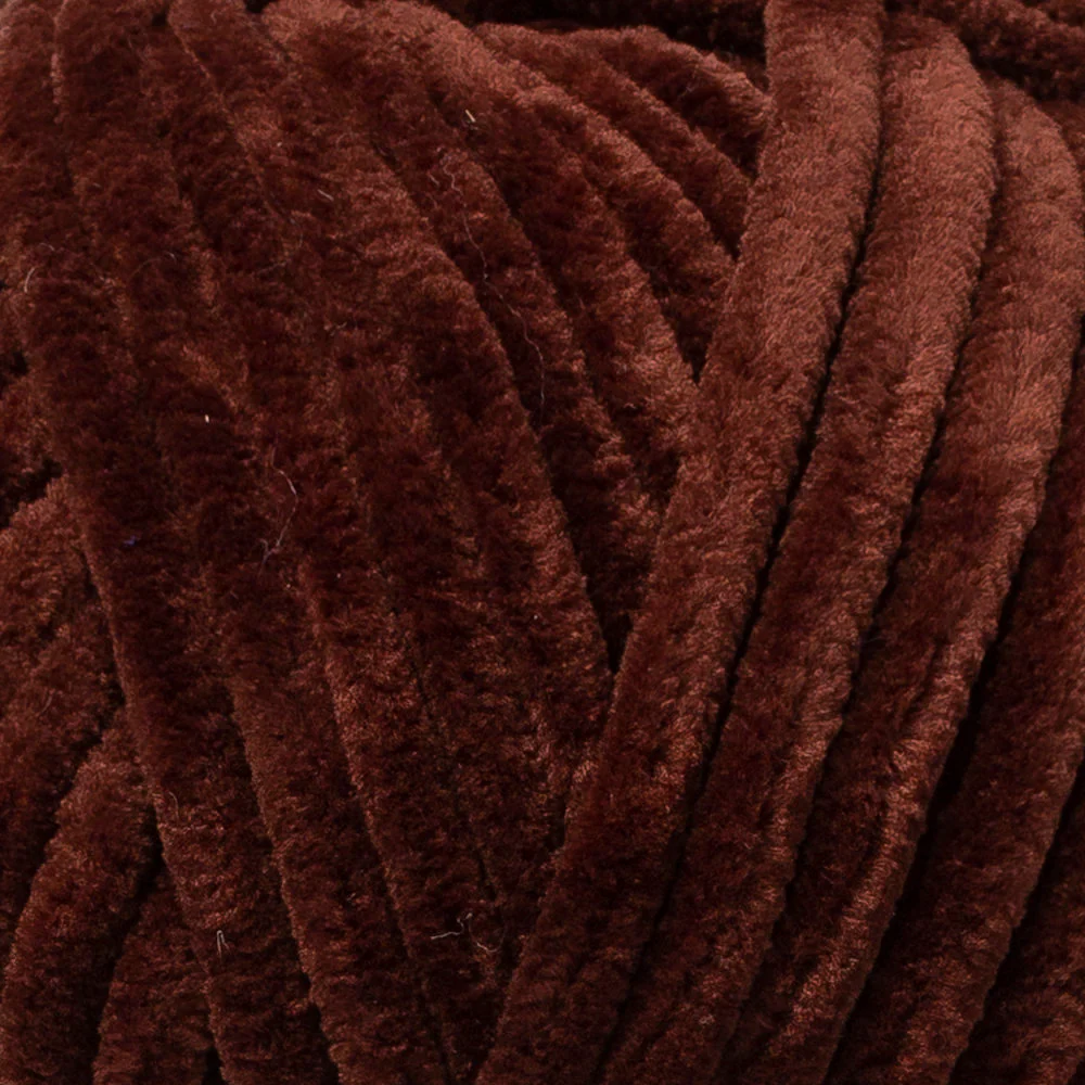 Etrofil Yonca Chenille Yarn, Brown - 70704 - Image 2