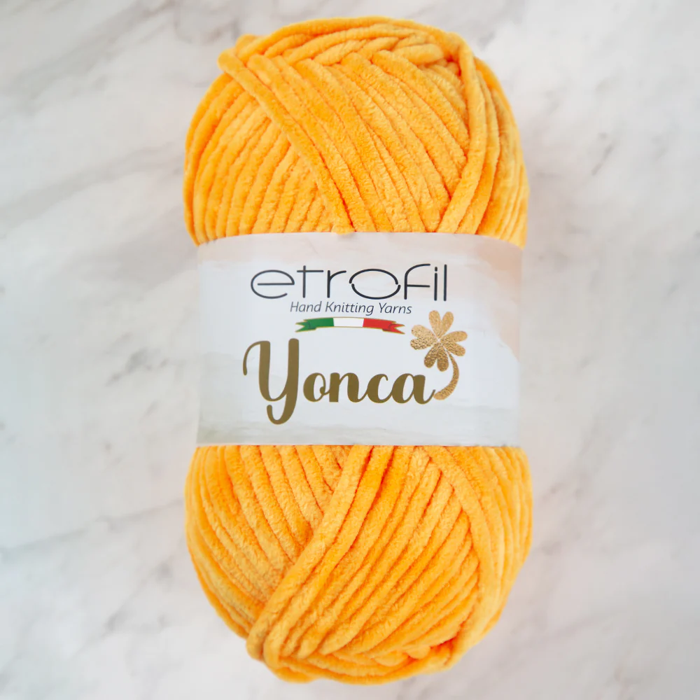 Etrofil Yonca Chenille Yarn, Yellow- 72243